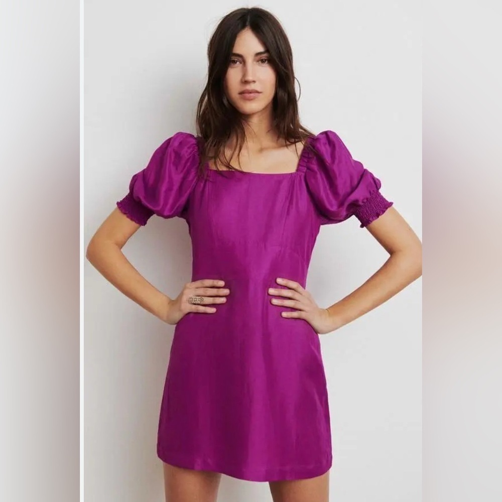 ba&sh Size 6 Purple Violet Puff Sleeves Palaia Short Dress NEW!